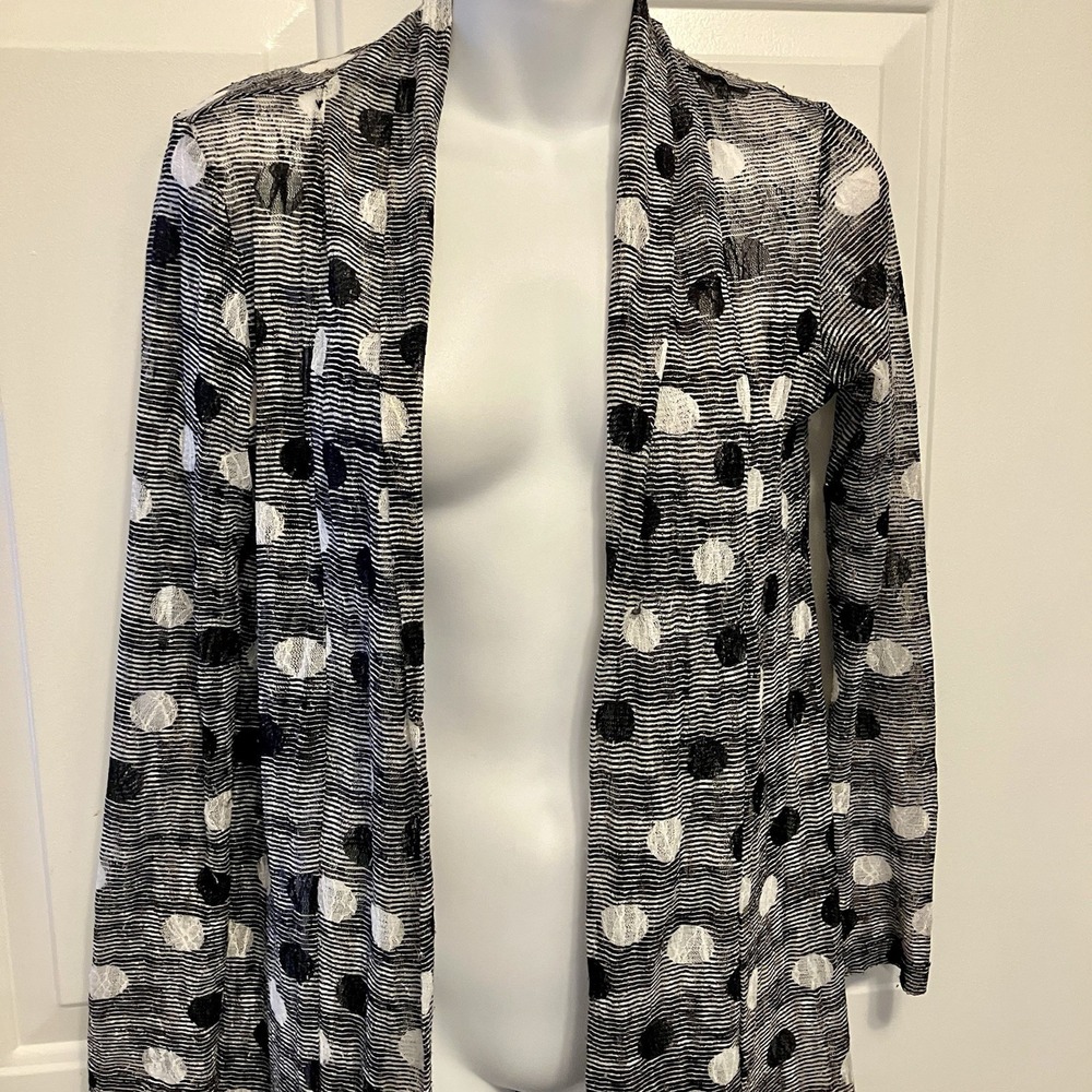 Robert Kitchen Canada Sz XS Swimsuit CoverUp Black White Polka Dot Mesh Women's
